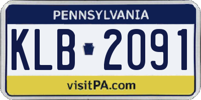PA license plate KLB2091