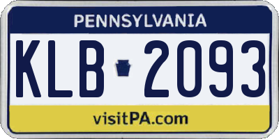 PA license plate KLB2093