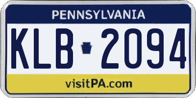 PA license plate KLB2094
