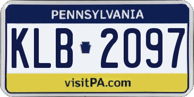 PA license plate KLB2097