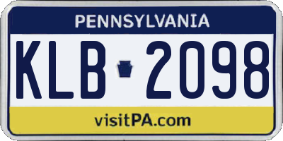 PA license plate KLB2098