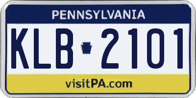 PA license plate KLB2101