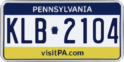 PA license plate KLB2104