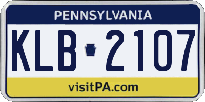 PA license plate KLB2107