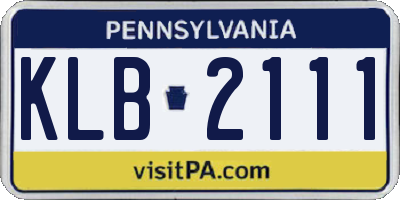 PA license plate KLB2111