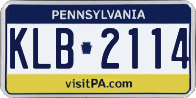 PA license plate KLB2114