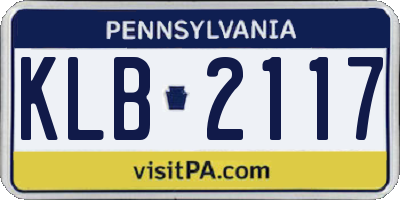PA license plate KLB2117