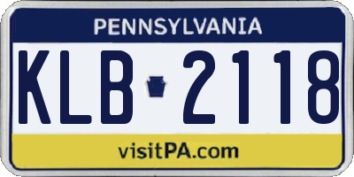 PA license plate KLB2118