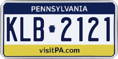 PA license plate KLB2121