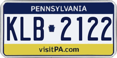 PA license plate KLB2122