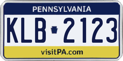 PA license plate KLB2123