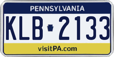 PA license plate KLB2133