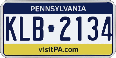 PA license plate KLB2134
