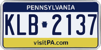PA license plate KLB2137