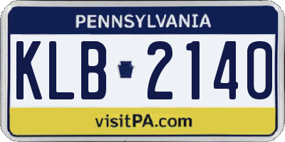 PA license plate KLB2140