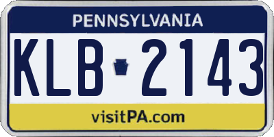 PA license plate KLB2143