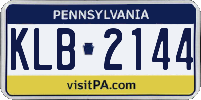 PA license plate KLB2144