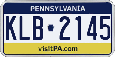 PA license plate KLB2145