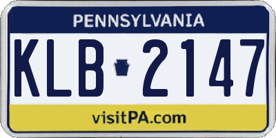 PA license plate KLB2147