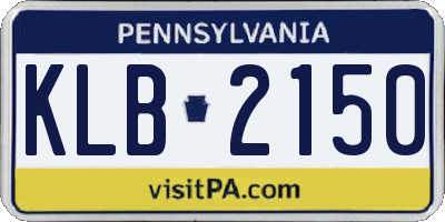 PA license plate KLB2150