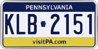 PA license plate KLB2151