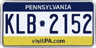 PA license plate KLB2152
