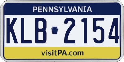 PA license plate KLB2154