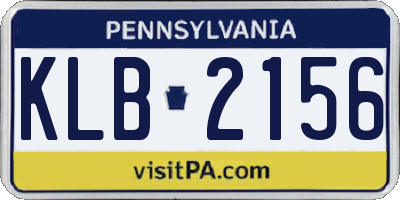 PA license plate KLB2156