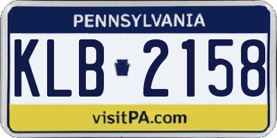 PA license plate KLB2158