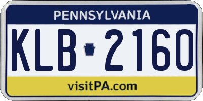 PA license plate KLB2160