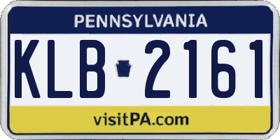 PA license plate KLB2161