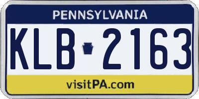 PA license plate KLB2163