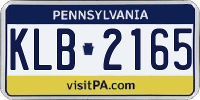 PA license plate KLB2165