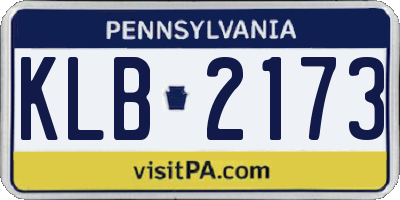 PA license plate KLB2173
