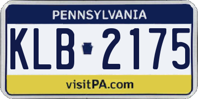 PA license plate KLB2175