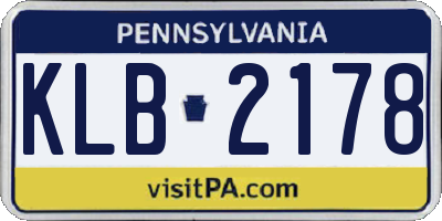 PA license plate KLB2178