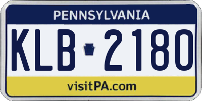 PA license plate KLB2180