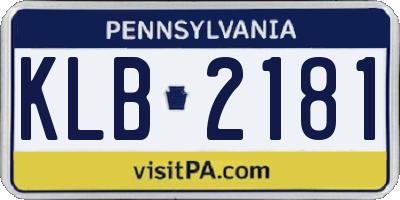 PA license plate KLB2181