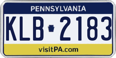 PA license plate KLB2183