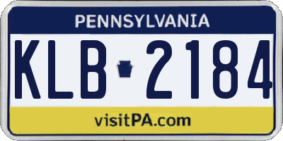 PA license plate KLB2184