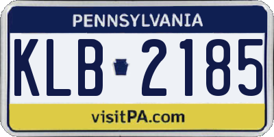 PA license plate KLB2185