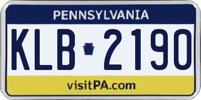 PA license plate KLB2190
