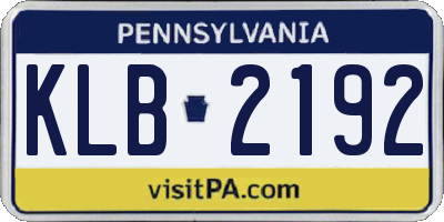 PA license plate KLB2192