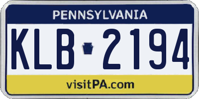 PA license plate KLB2194