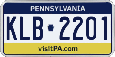PA license plate KLB2201