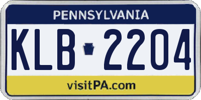 PA license plate KLB2204