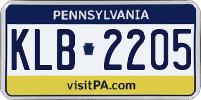 PA license plate KLB2205