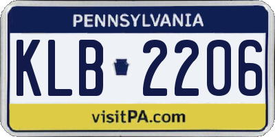 PA license plate KLB2206