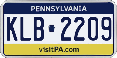 PA license plate KLB2209