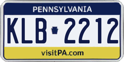 PA license plate KLB2212
